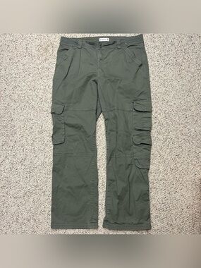 Abercrombie & Fitch Cargo Pants Womens 34/18L Green Cotton Straight Fatigue